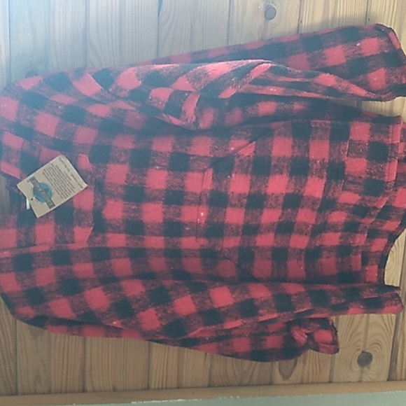 Deep red and black check thick hoodie size medium - Picture 1 of 3